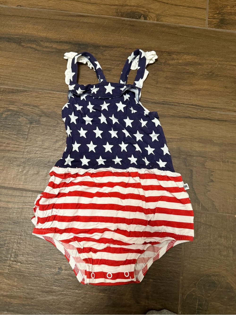 Bums and Roses Baby Girls Navy & Red Star-Striped Romper